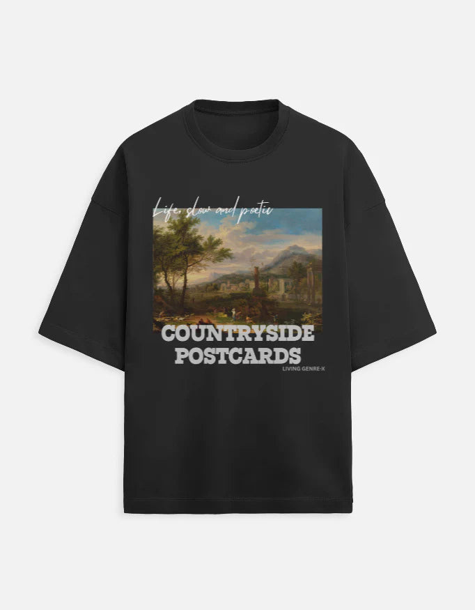 Countryside Postcards - Unisex Terry Oversized Tee