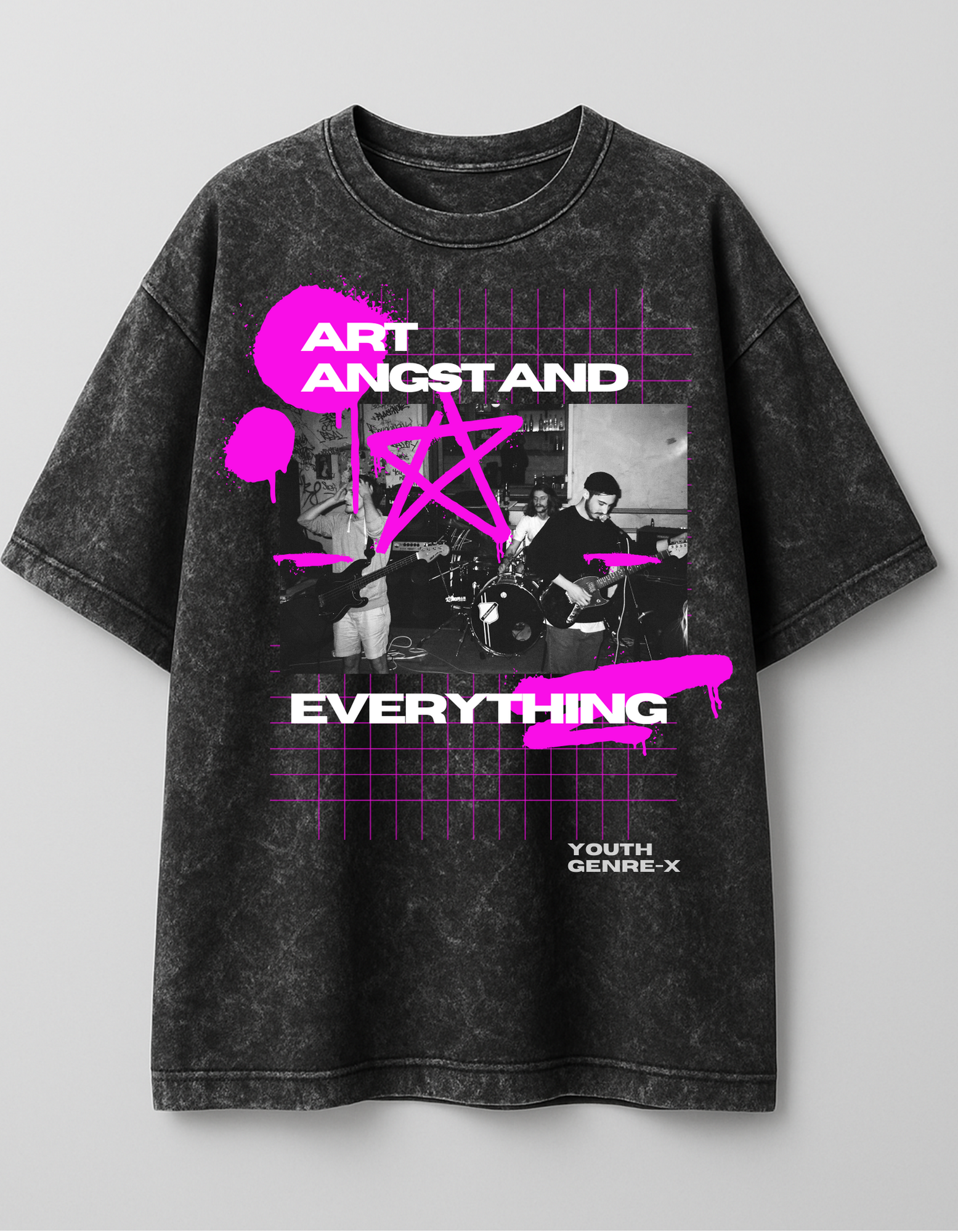 Art Angst & Everything - Unisex Acid Washed Oversized Tee