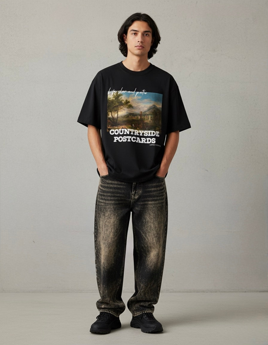 Countryside Postcards - Unisex Terry Oversized Tee