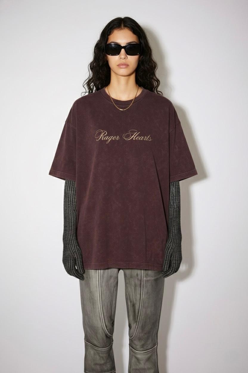 Rager Hearts - Unisex Acid Washed Oversized Tee